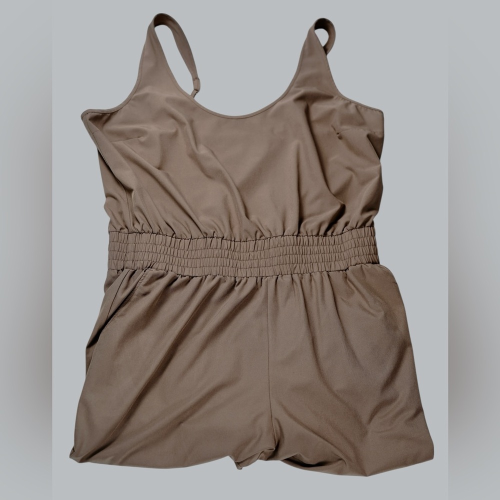 Abercrombie & Fitch Taupe Brown Utility Jumpsuit Elastic Waist Jogger Cuffs - Picture 10 of 14